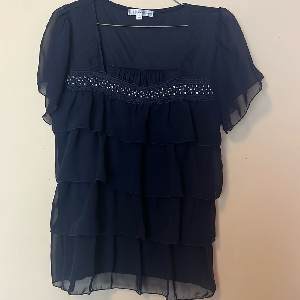Tiered ruffle beaded top